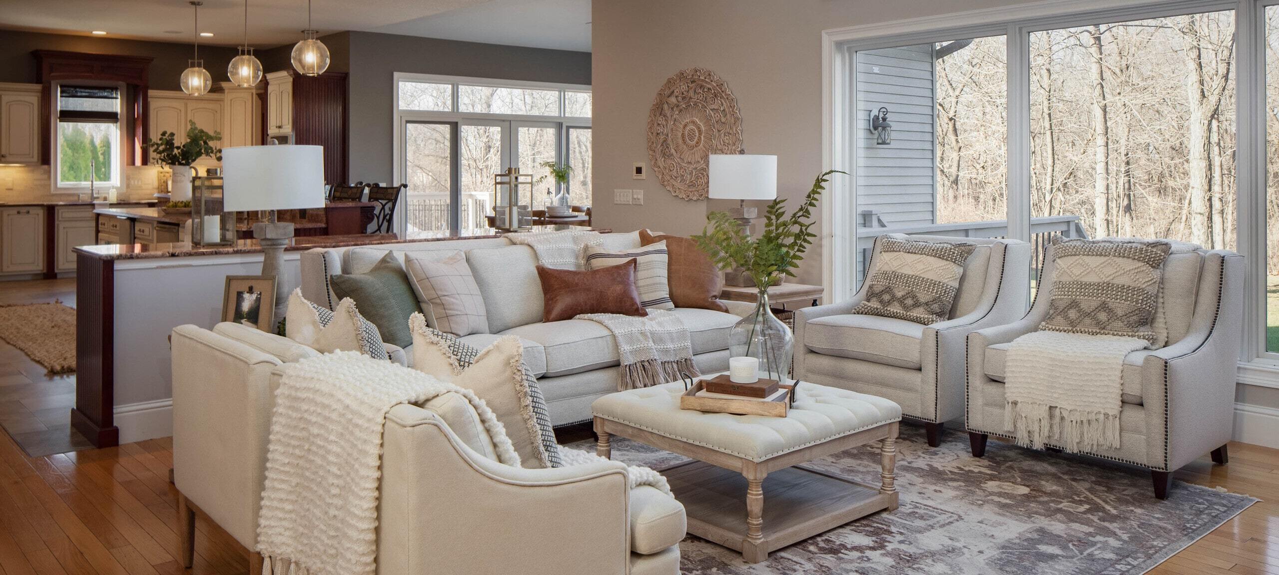 Modern living room typical of Monticello, IL